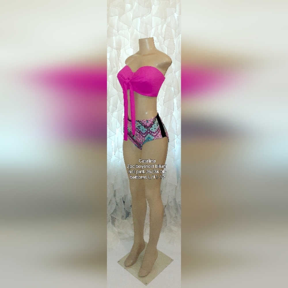 Catalina 2pc. Hot Pink Boyshort Bikini